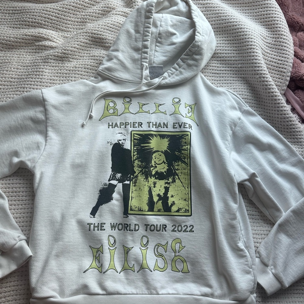 Billie Eilish 'Happier Than Ever' Tour 2022 White Graphic Hoodie